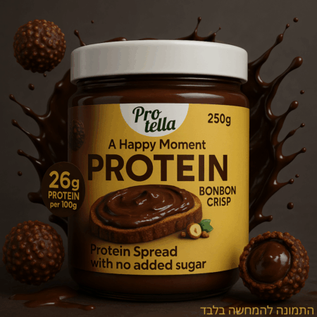 ממרח שוקולד חלבון בתוספת שברי שקדים